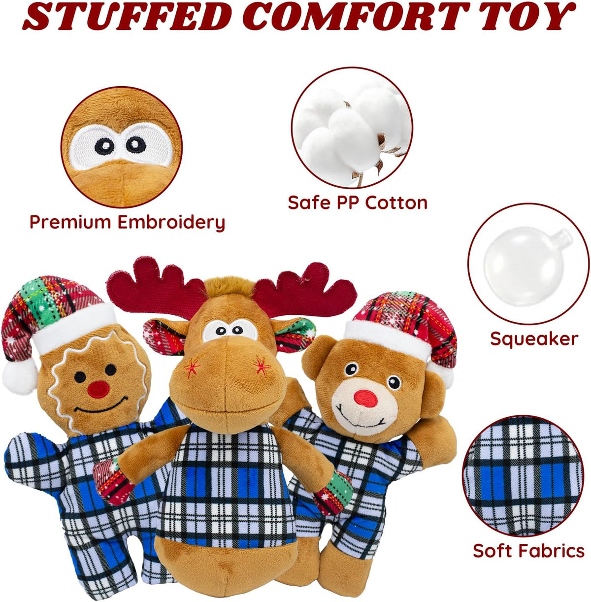 CneeeeeB Paquete de 5 Juguetes de Peluche Navideños Rellenos Juguet...