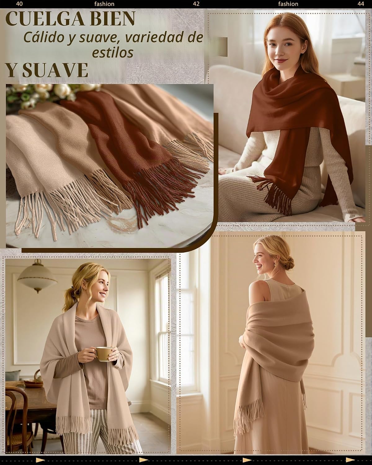 Oakgarden Paquete de 3 bufandas de invierno para mujer, bufandas cá...