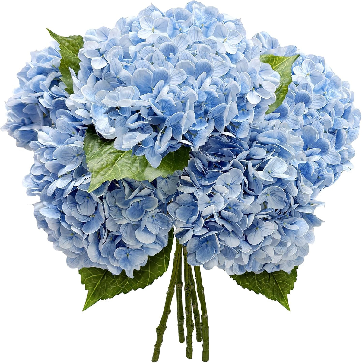 Yatim Hortensias artificiales azules de 21 pulgadas con tallos 5 pi...