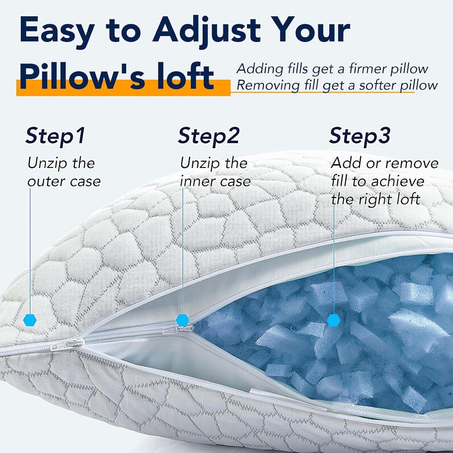 QUTOOL - Almohada hipoalergénica, espuma viscoelástica, gel tritura...