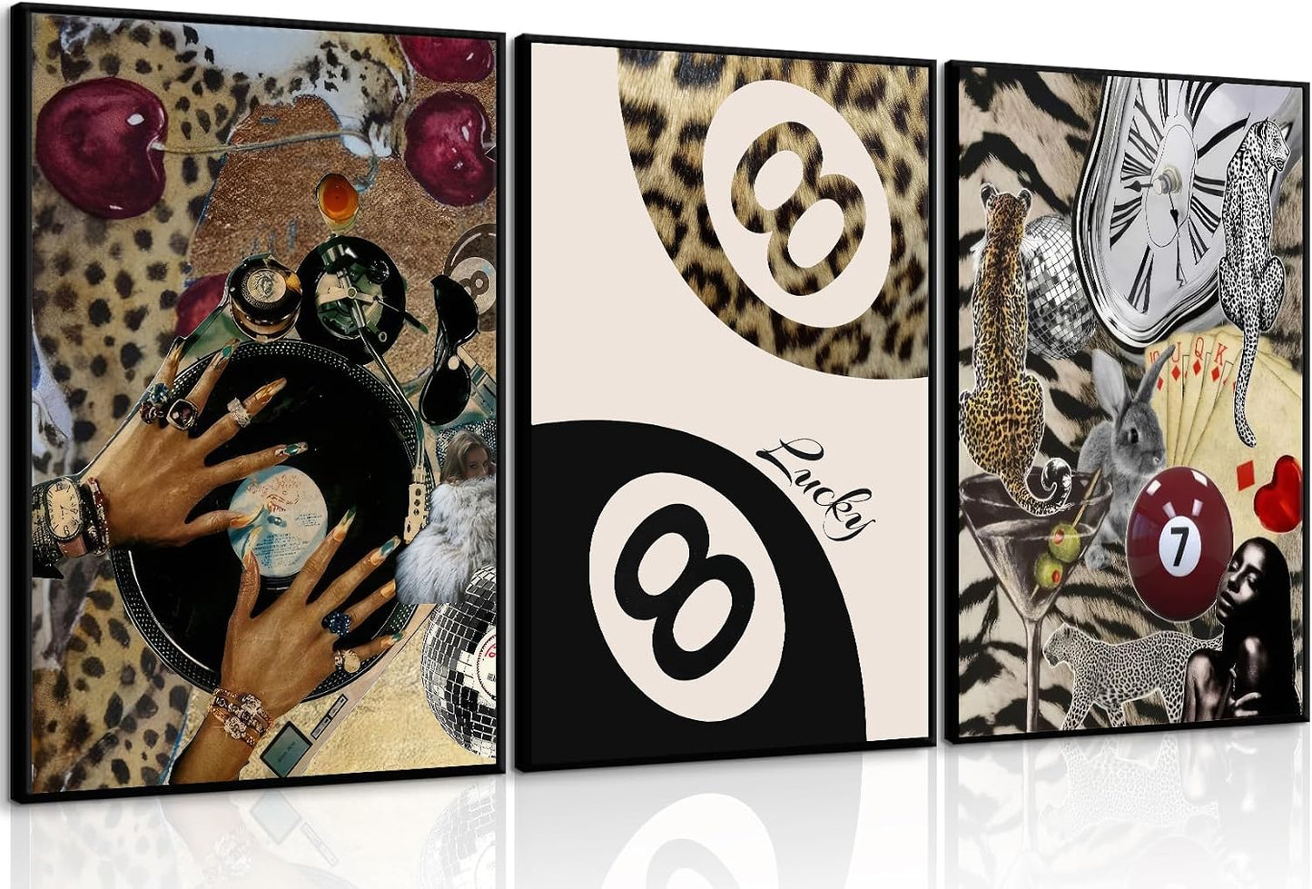 3 piezas de lienzo de guepardo a la moda, pintura de leopardo, deco...