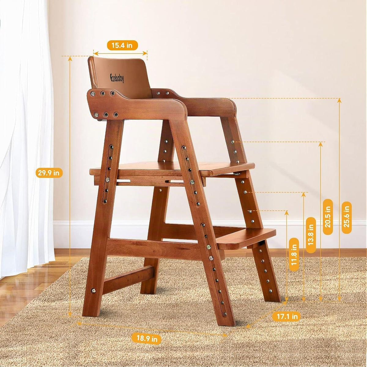 Ezebaby Silla Alta de Madera para Niños Pequeños a Adolescentes Sil...