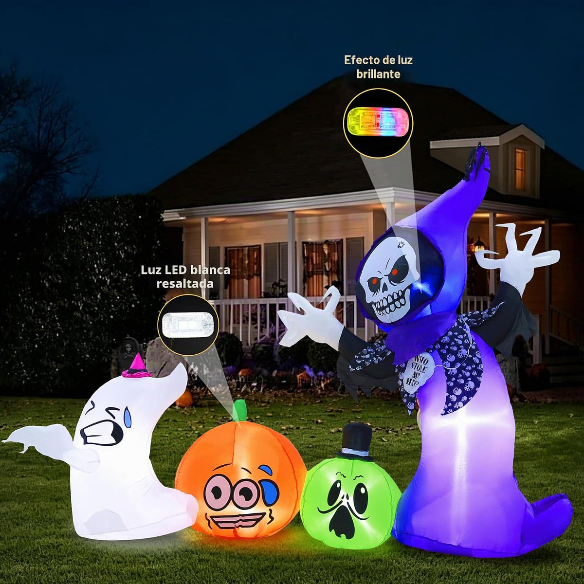 Inflables de Halloween de 8 pies de largo para decoraciones al aire...