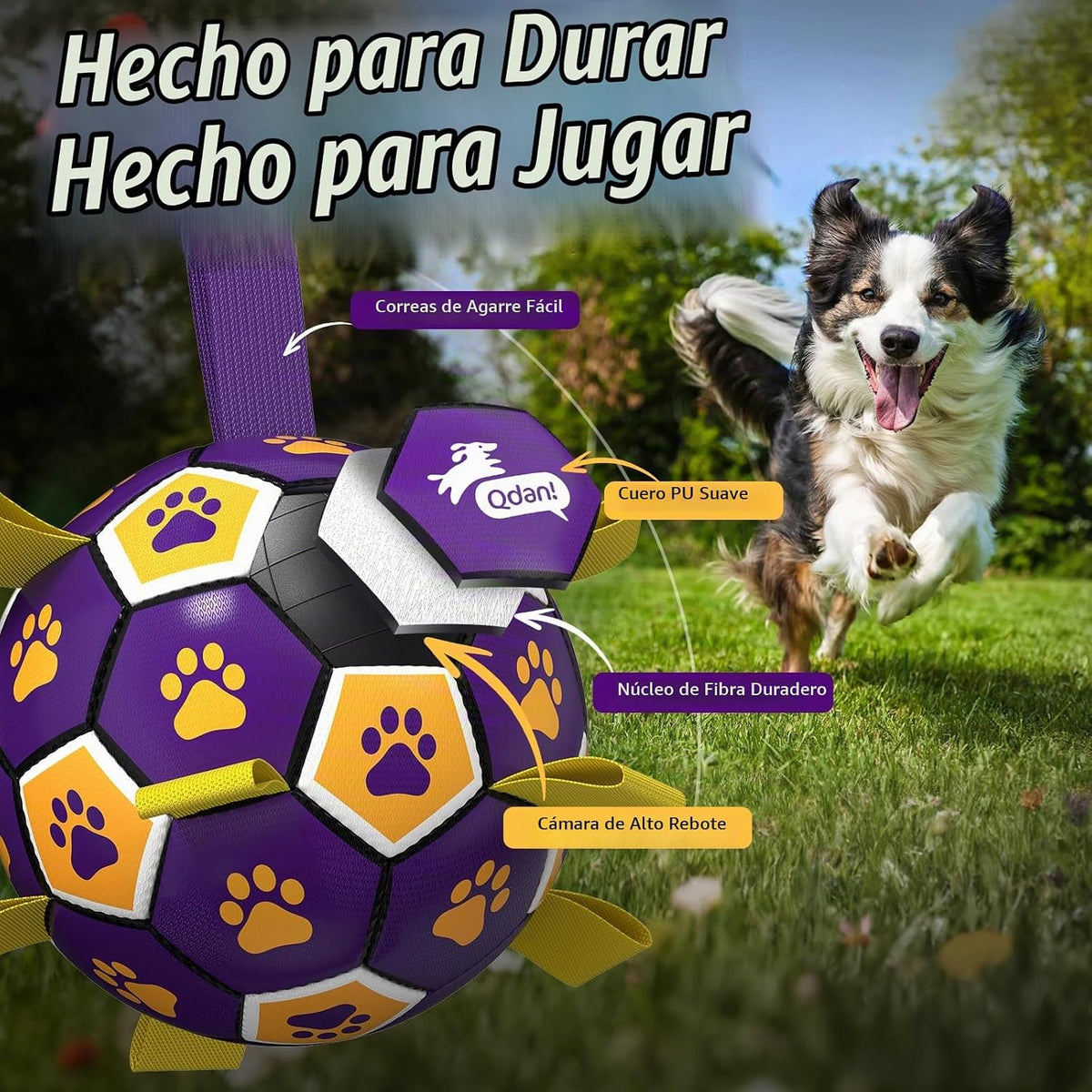 QDAN Juguetes de cuerdas para perros, pelota de fútbol con correas,...