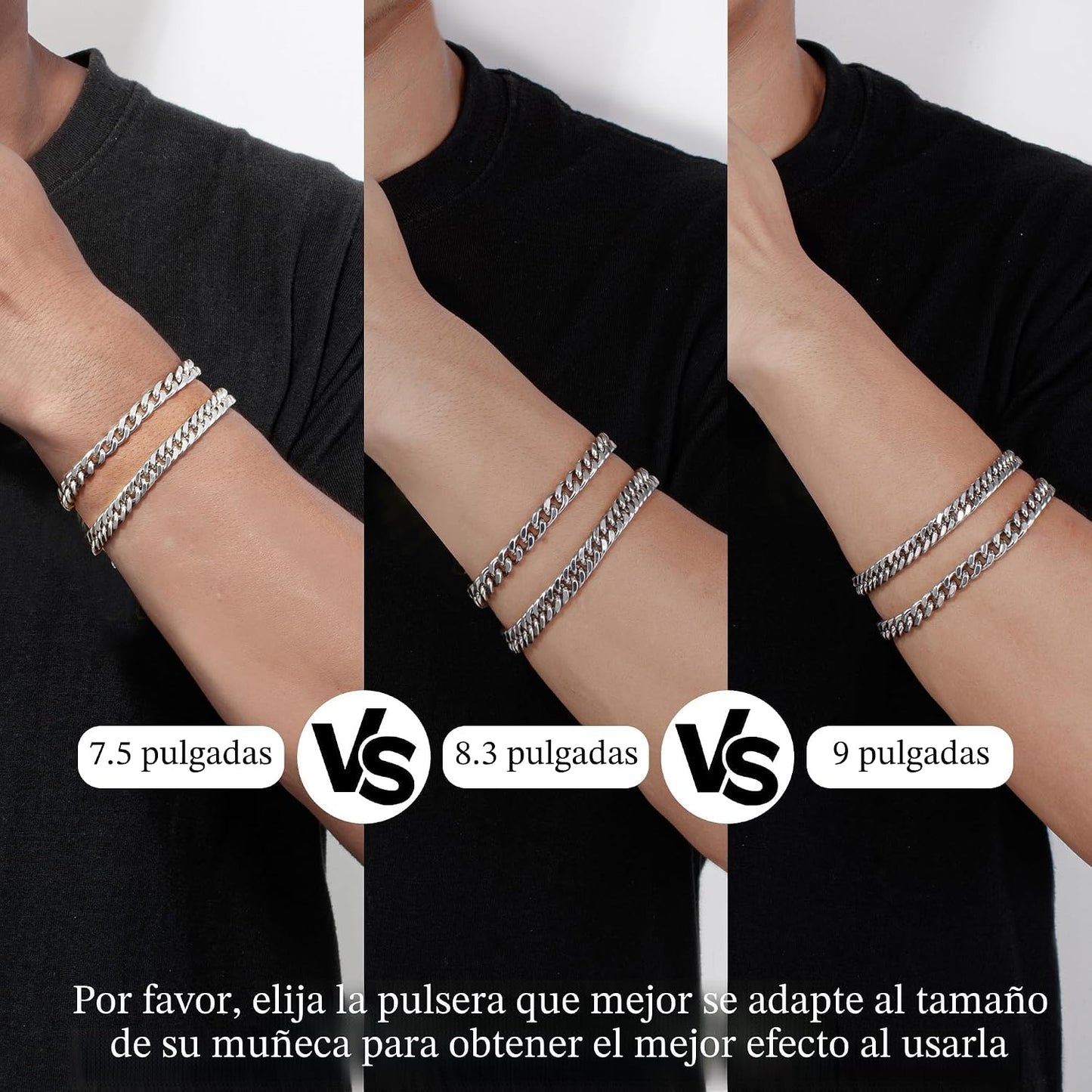 XIANNVXI Juego de 6 pulseras de acero inoxidable para hombre y muje...