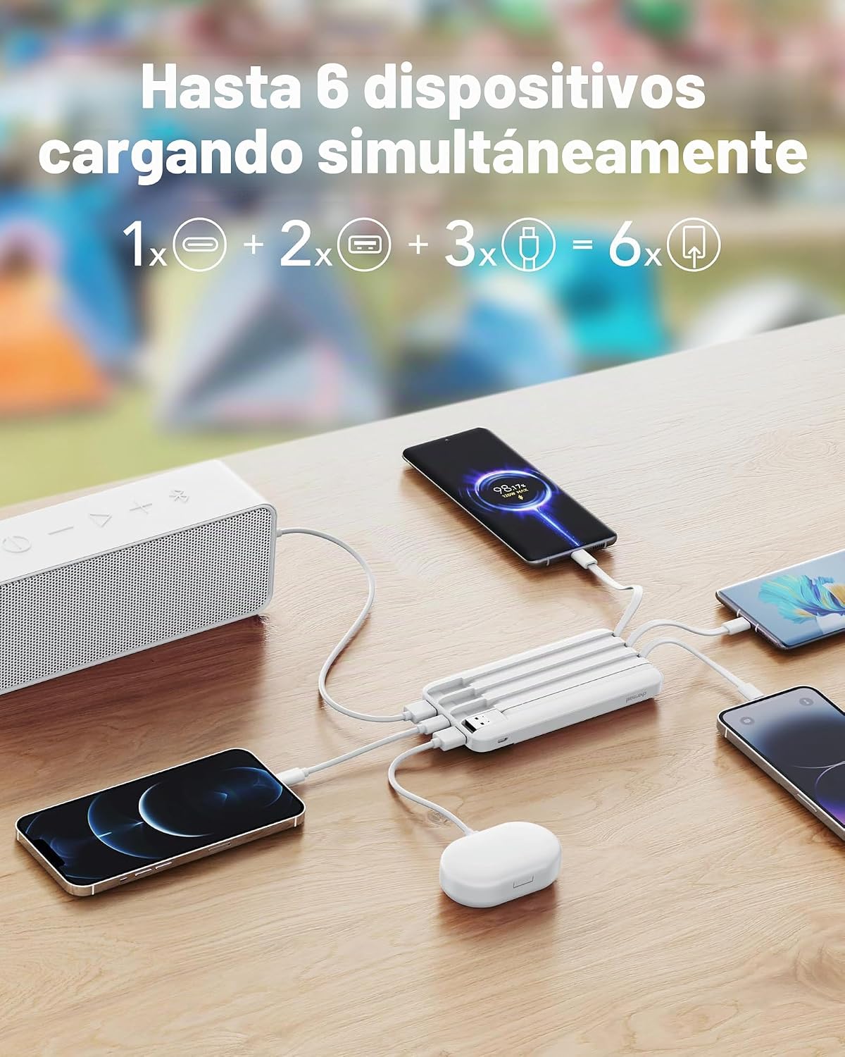 Charmast Cargador portátil de 20000mAh con cables incorporados, ban...