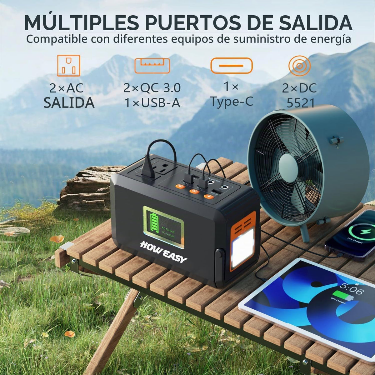 HOWEASY Generador solar de 88.8 Wh, estación de energía portátil co...