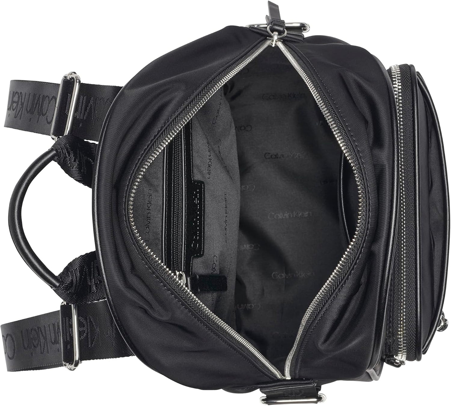 Calvin Klein Mochila organizativa Caius para mujer, Negro\/Plateado...