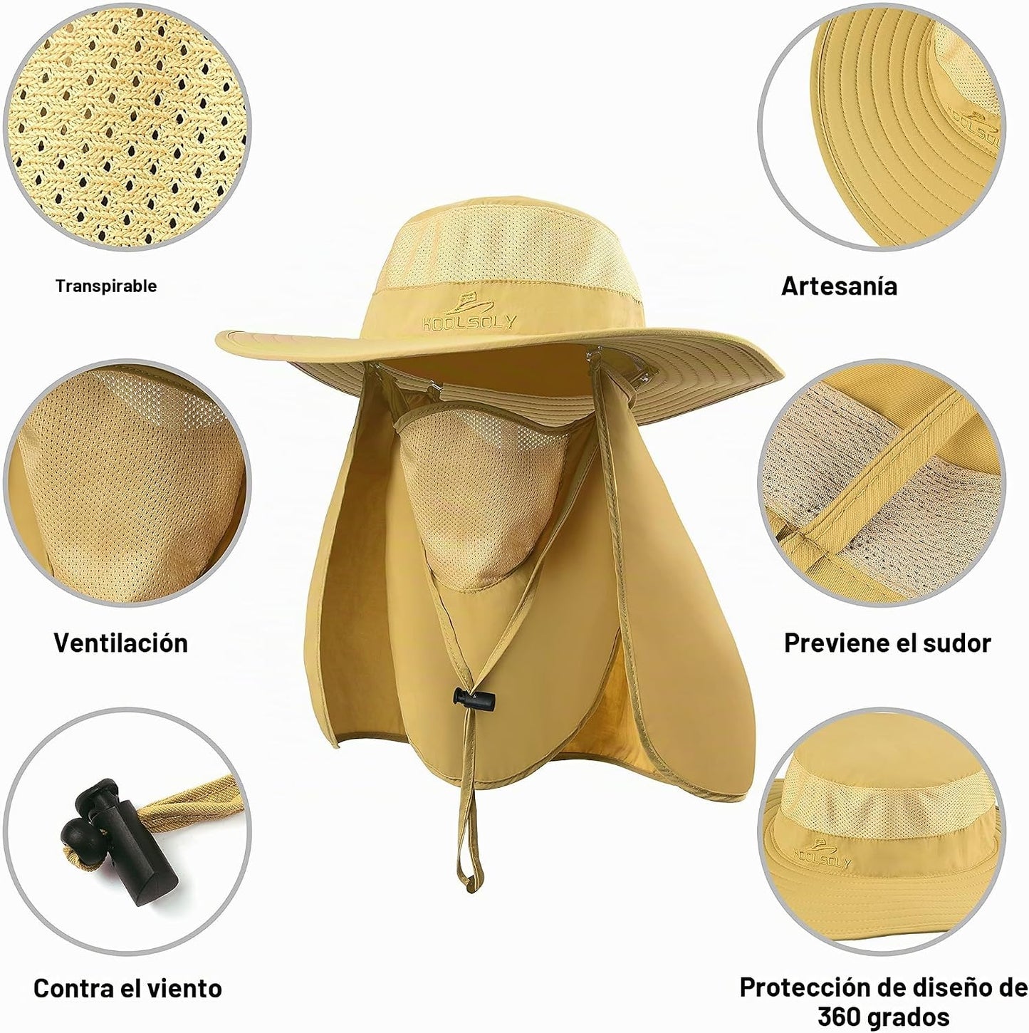 Sombrero de pesca, gorra para el sol con protección solar UPF 50+ y...