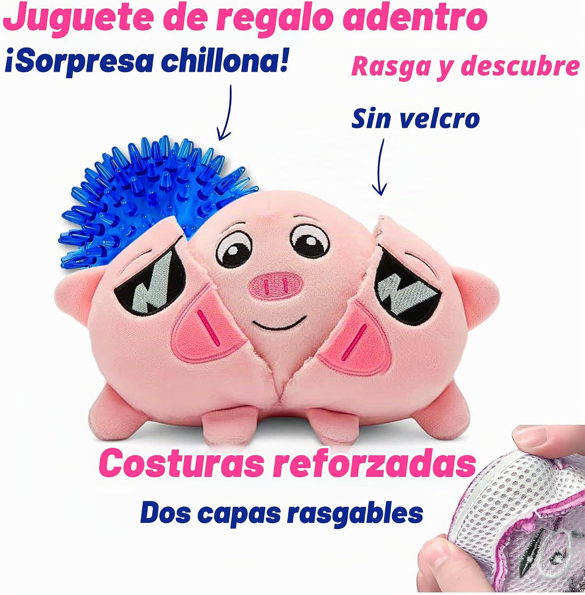 PeppyPawz - Piggy - Juguete masticable 3 en 1 para perros con bola...