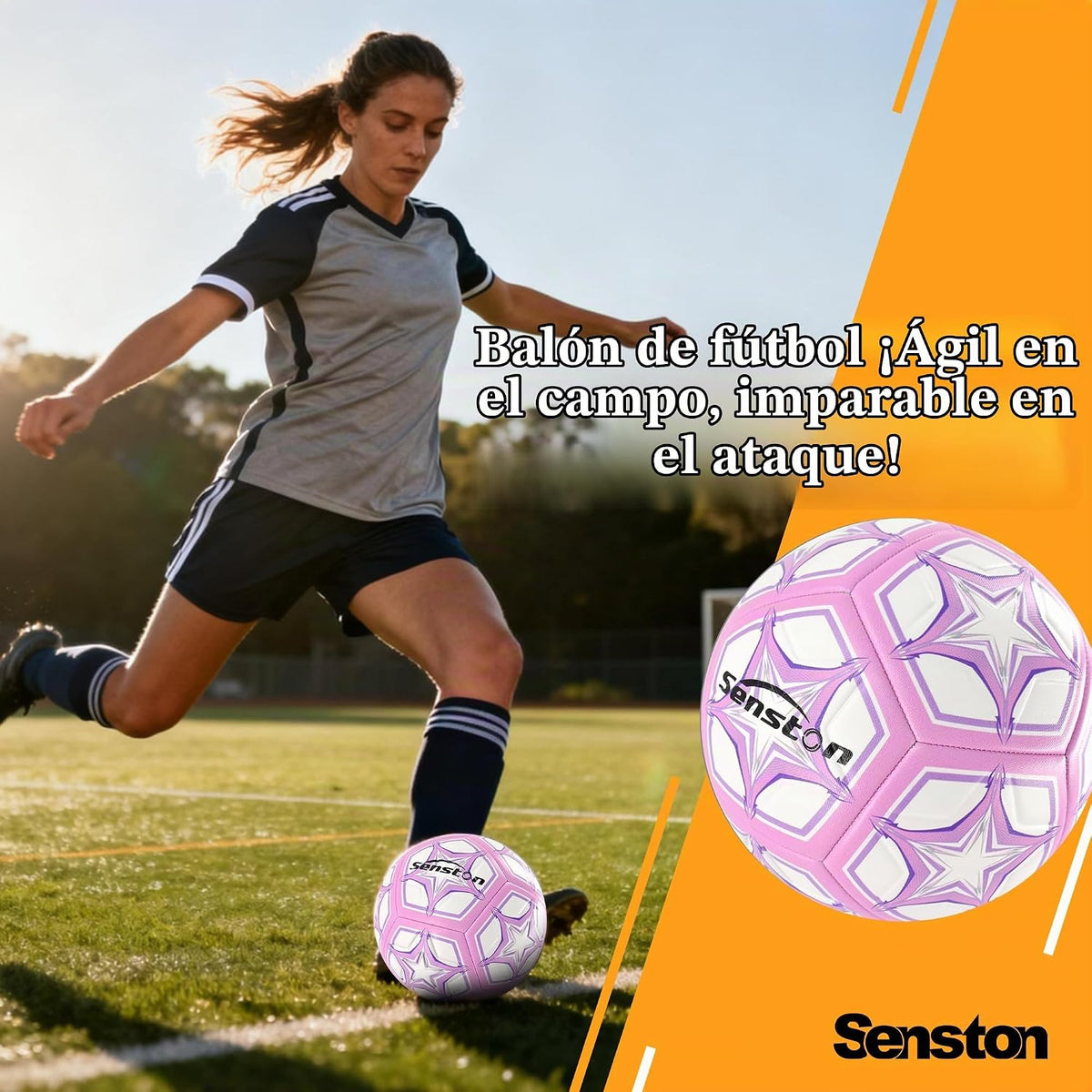 Senston Balón de fútbol talla 3 y talla 4 y talla 5 para niños y ad...