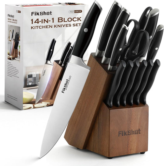 FIKSHOT - Juego de bloques de cuchillos, juego de cuchillos de coci...