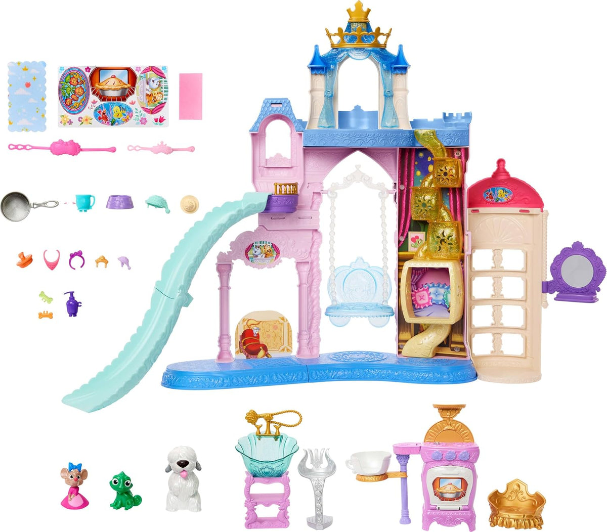 Mattel Set de juego de castillo de mascotas de princesas Disney con...