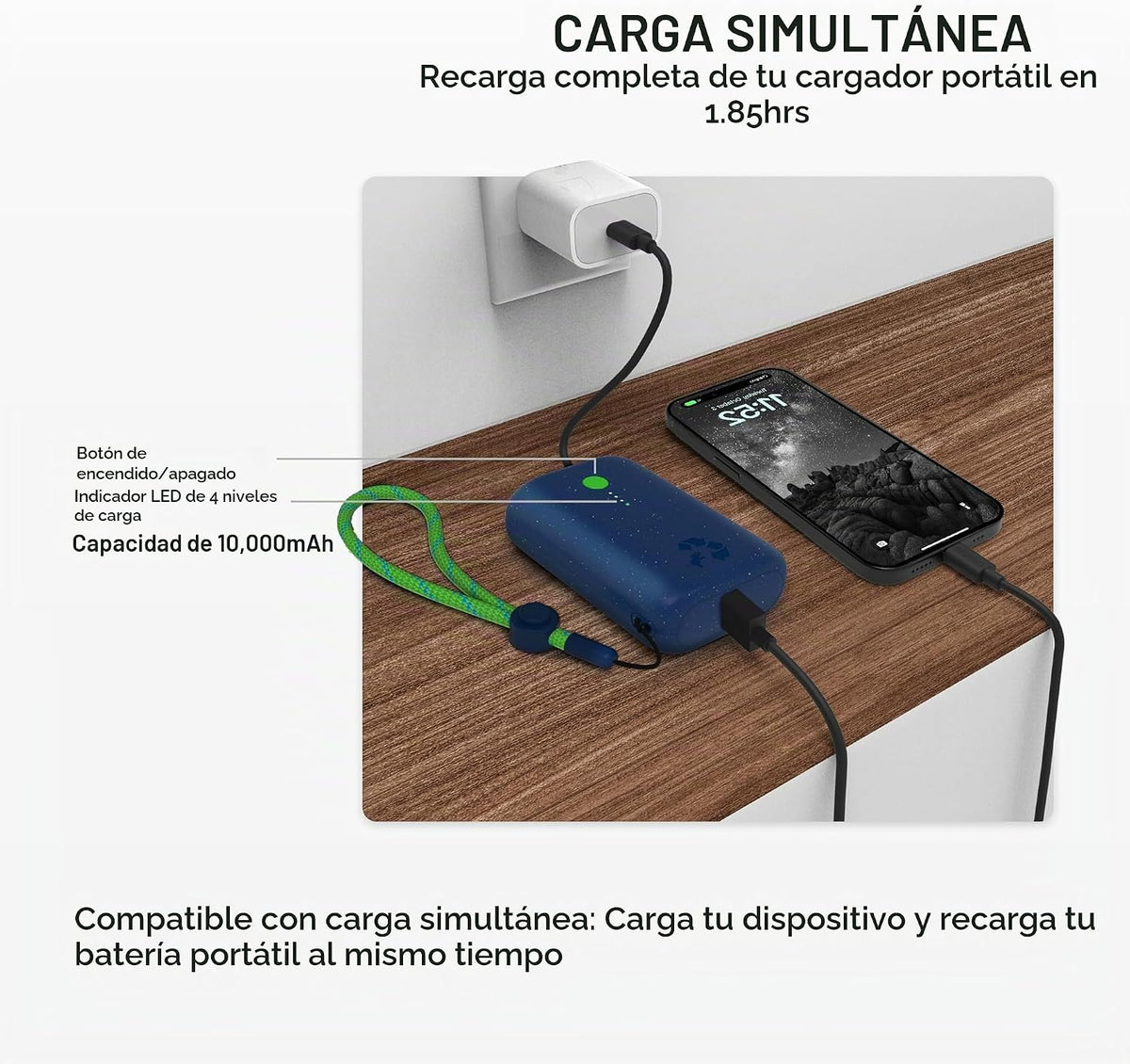 Nimble Champ Cargador Portátil, Batería Externa de 10,000mAh Carga...