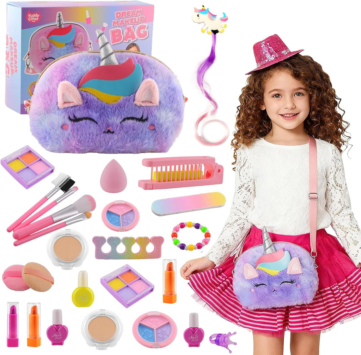 20 piezas de maquillaje real para niñas de 3 a 11 años, bolsa de un...