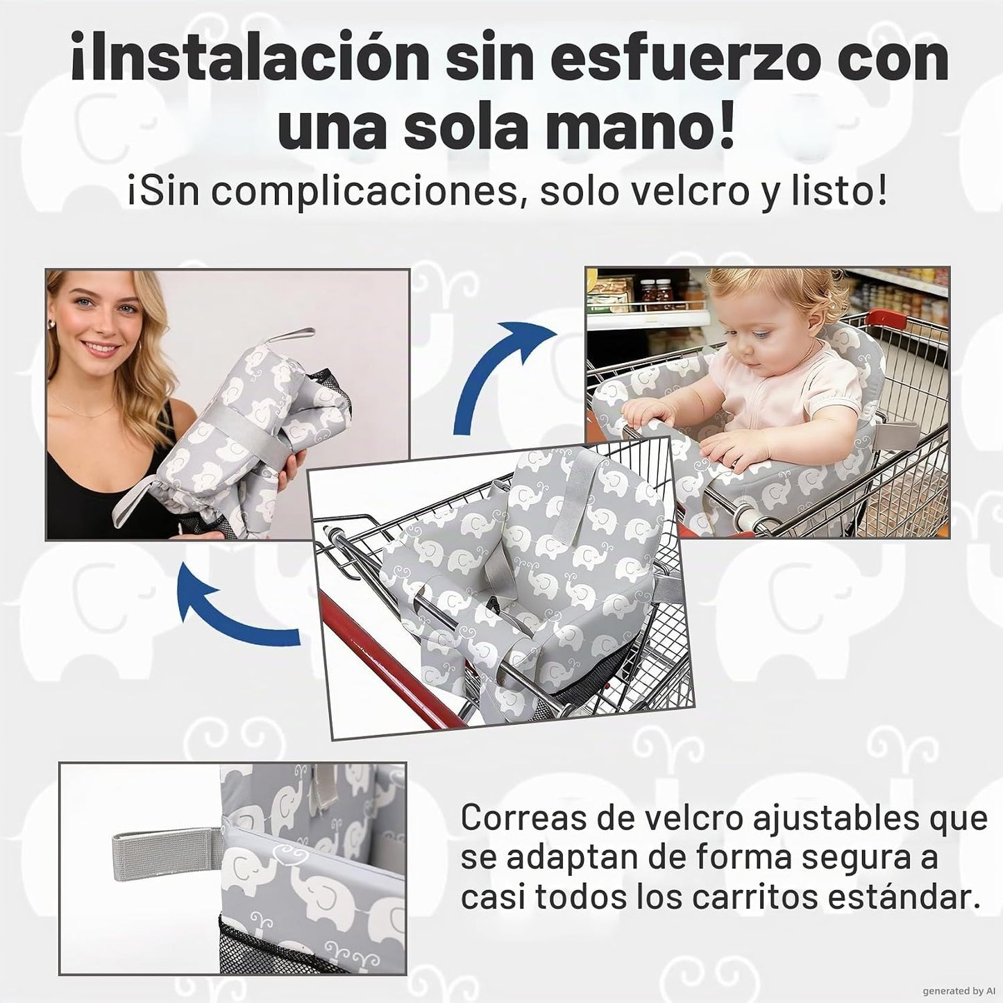 Funda acolchada para carrito de compras para bebés y niños pequeños...