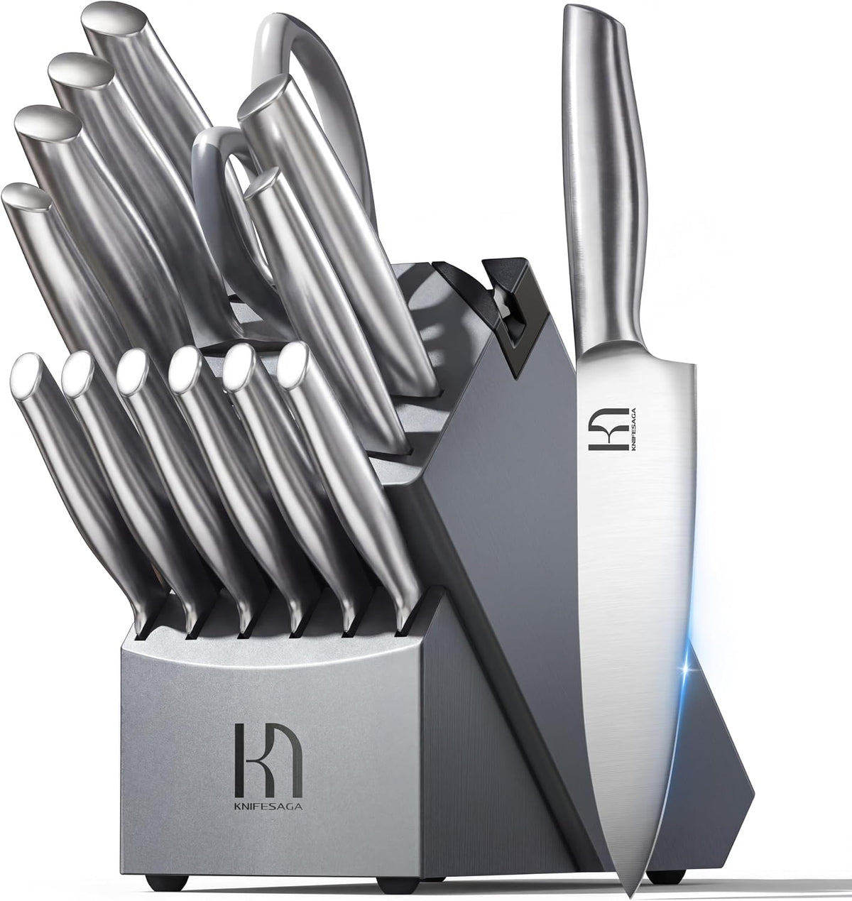 Juego de cuchillos KnifeSaga, juego de 14 piezas de cuchillos de co...