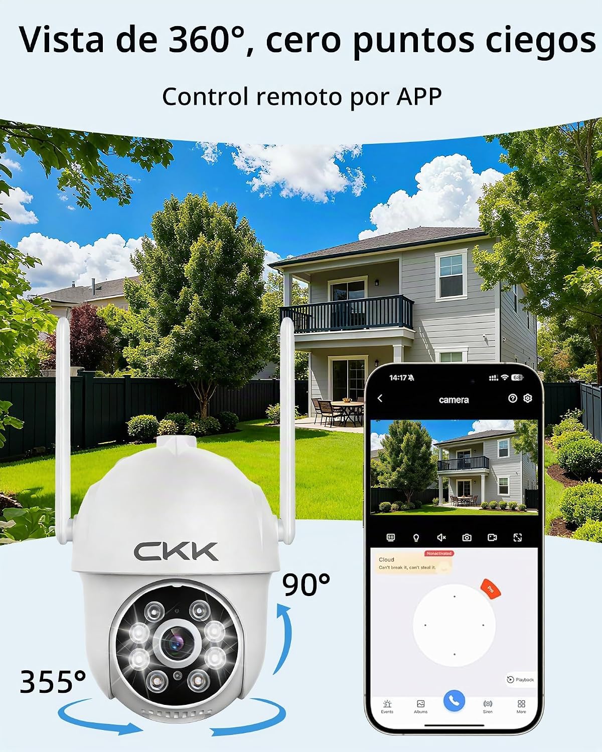 CKK Cámara de seguridad 2K con cable para exteriores, paquete de 2...