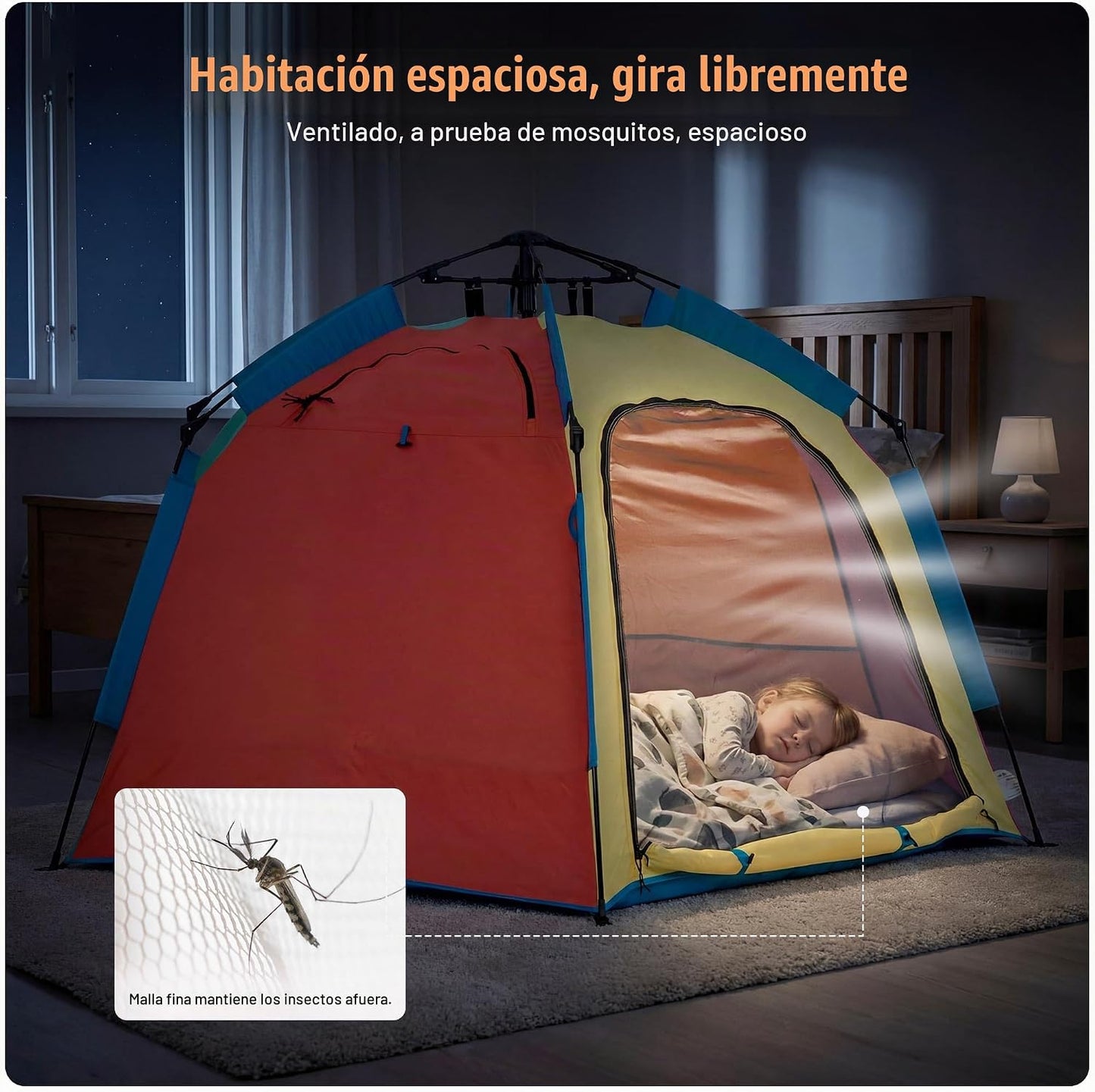 Tienda de campaña hexagonal portátil para niños con tira de luces L...