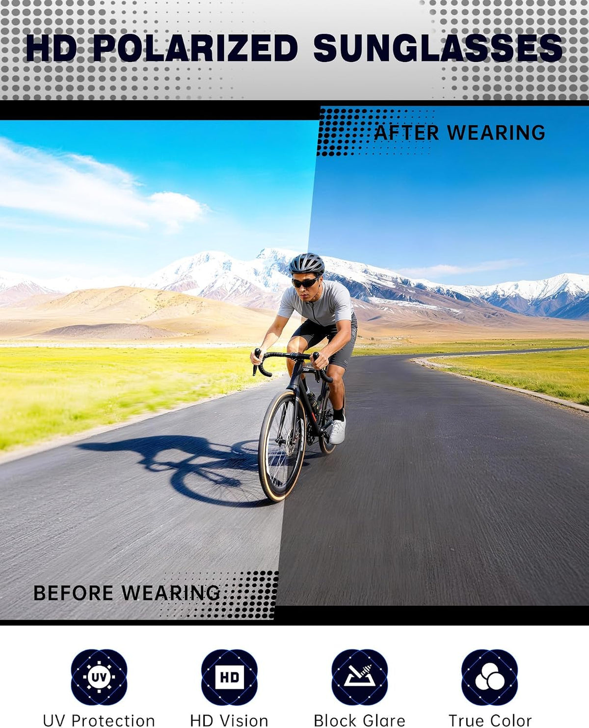 KALIYADI Gafas de sol polarizadas deportivas para hombre protección...