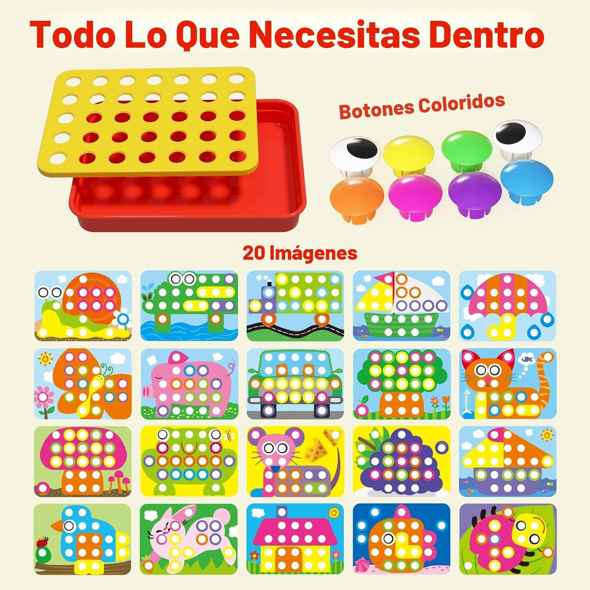 Botón de color de arte coincidencia de mosaico AMOSTING, pegboard a...