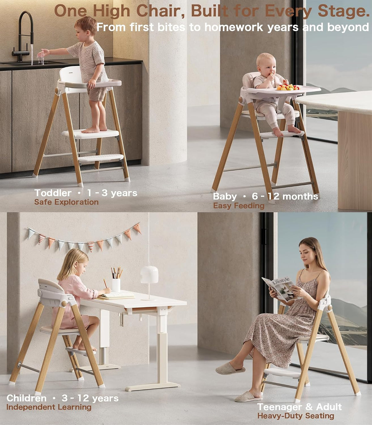 Silla alta convertible para bebé a torre para niños pequeños, trona...