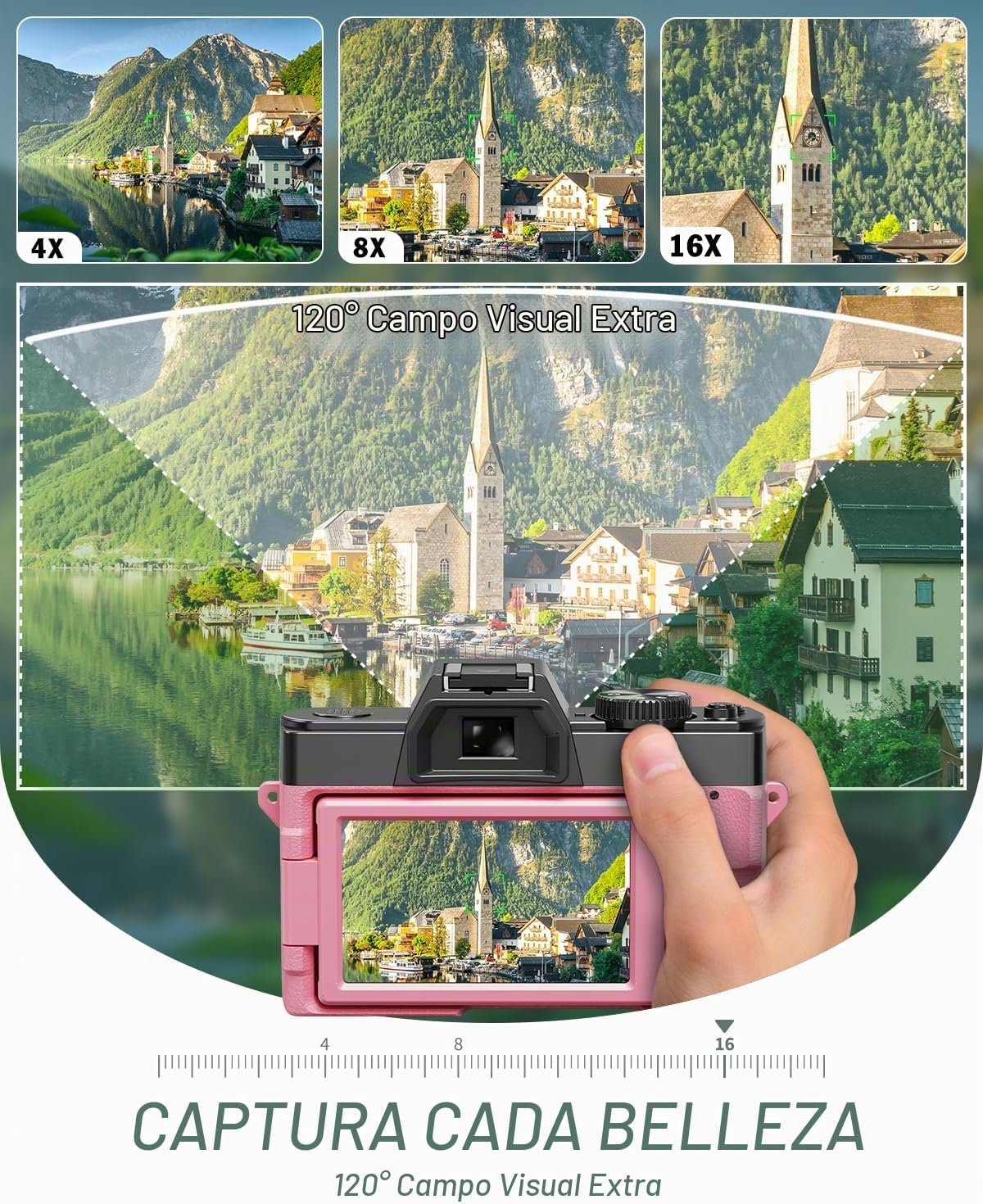 Cámaras digitales 8K 64MP para fotografía, zoom 16X, 3 filtros de c...
