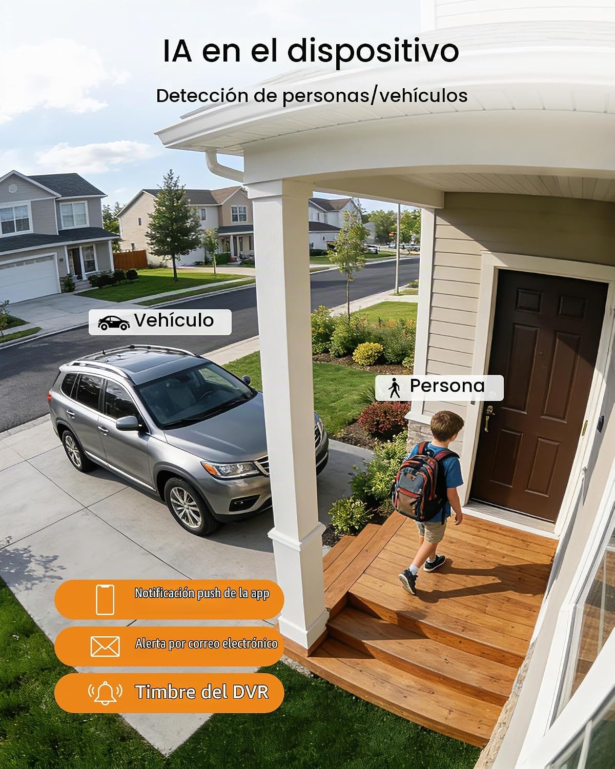 Anlapus Grabador DVR CCTV H.265+ de 5MP 8CH con detección de vehícu...