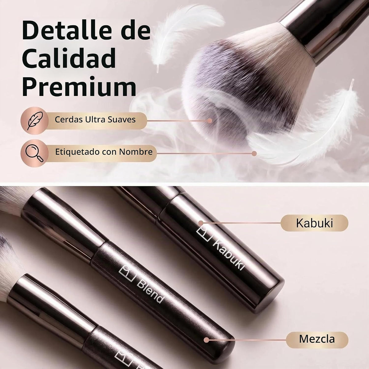 Juego de brochas de maquillaje profesional con estuche de viaje, 20...
