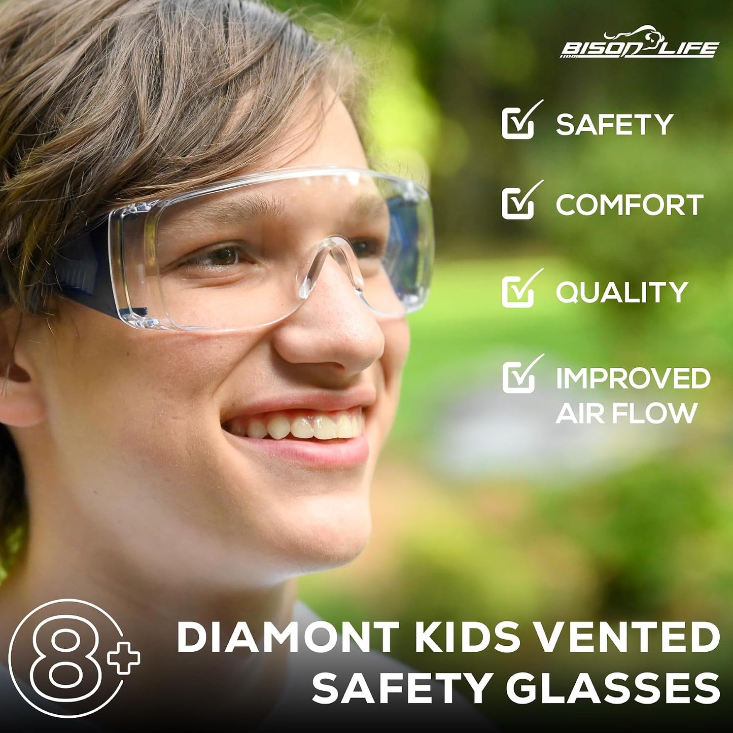 BISON LIFE Gafas de seguridad para niños, gafas protectoras para ni...