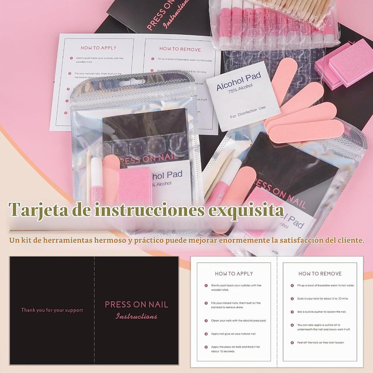 Juego de 50 herramientas de uñas a presión, kit de suministros de e...