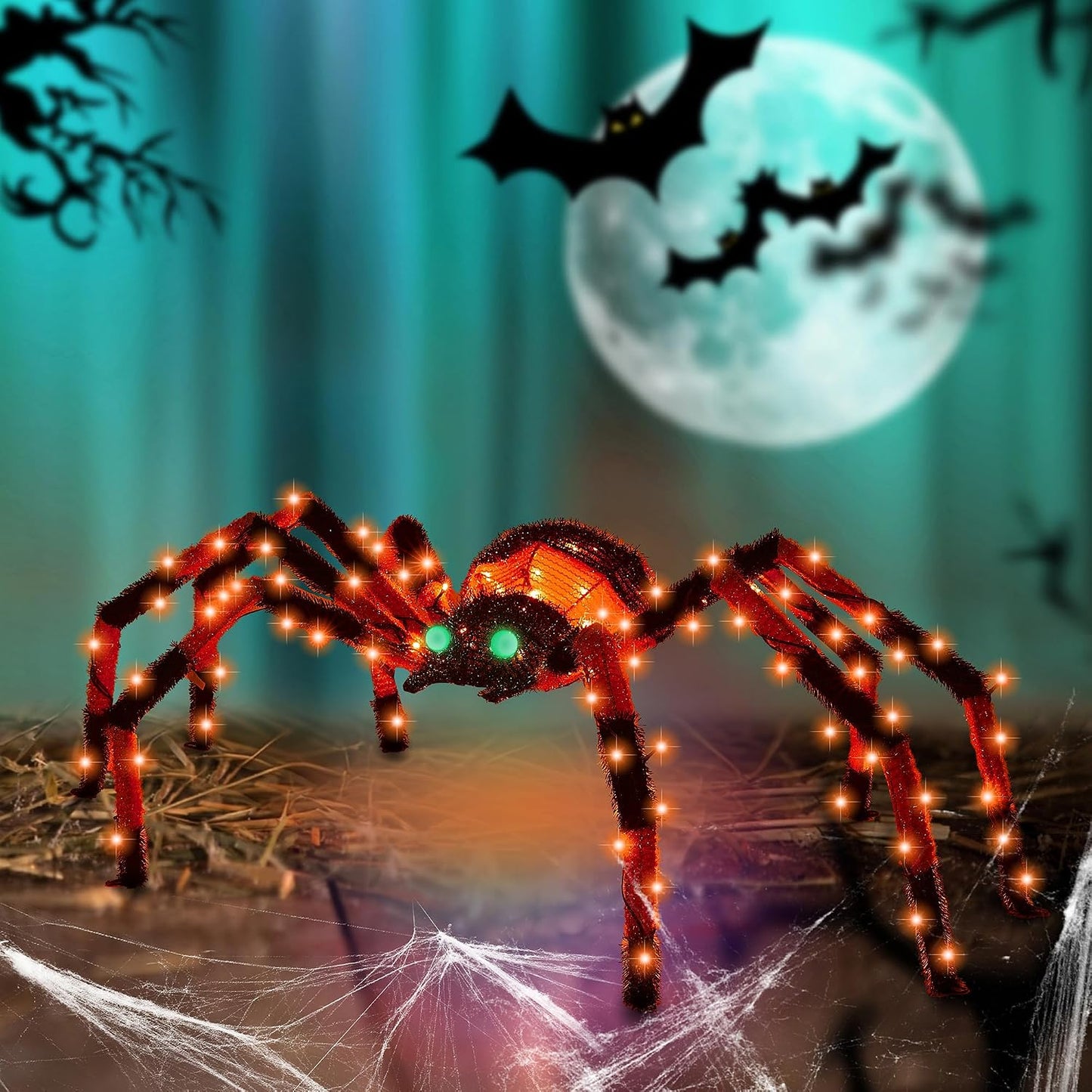 Araña gigante de 4.2 pies para decoración de Halloween al aire libr...