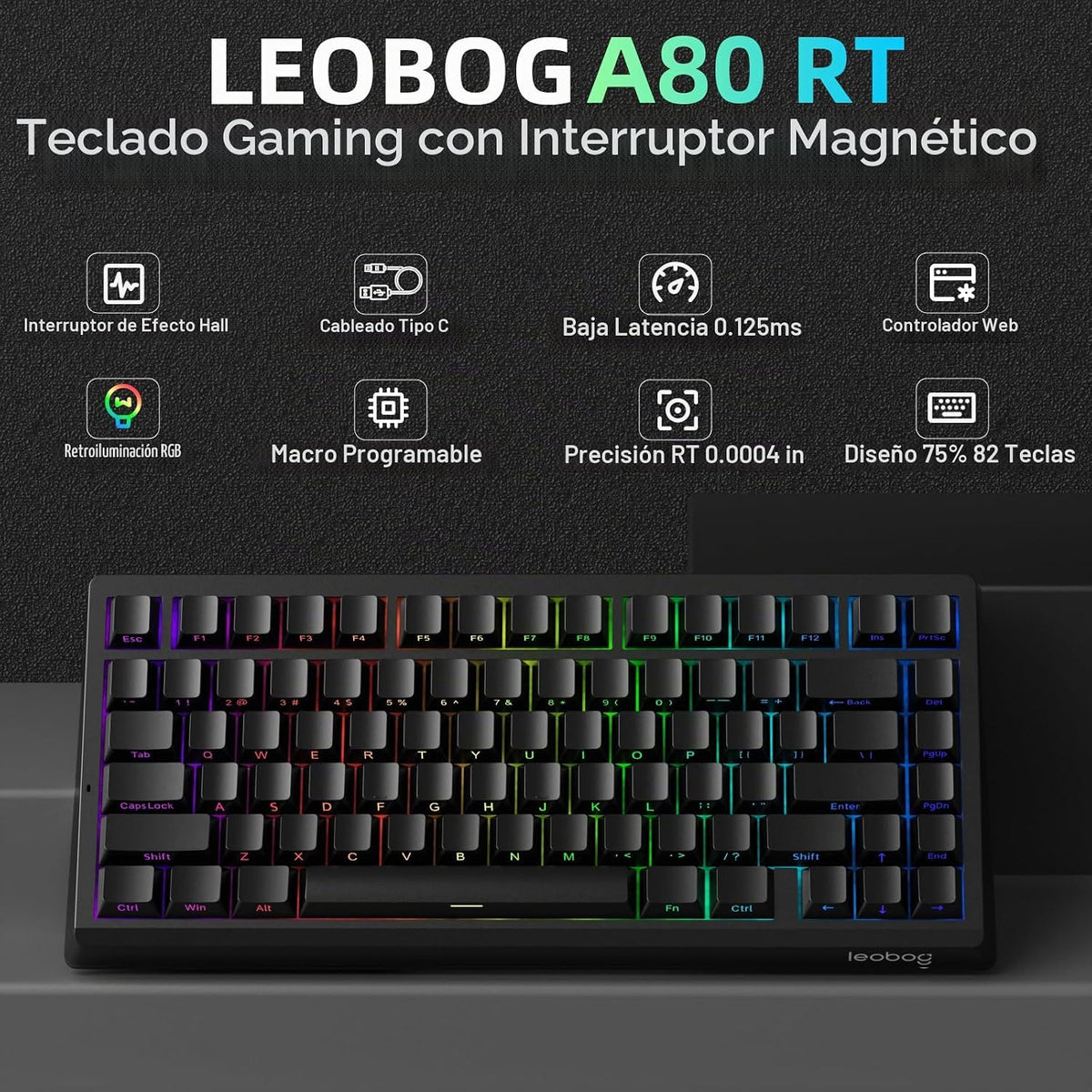LEOBOG A80 RT Hall Effect Gaming Teclado mecánico Disparador rápido...