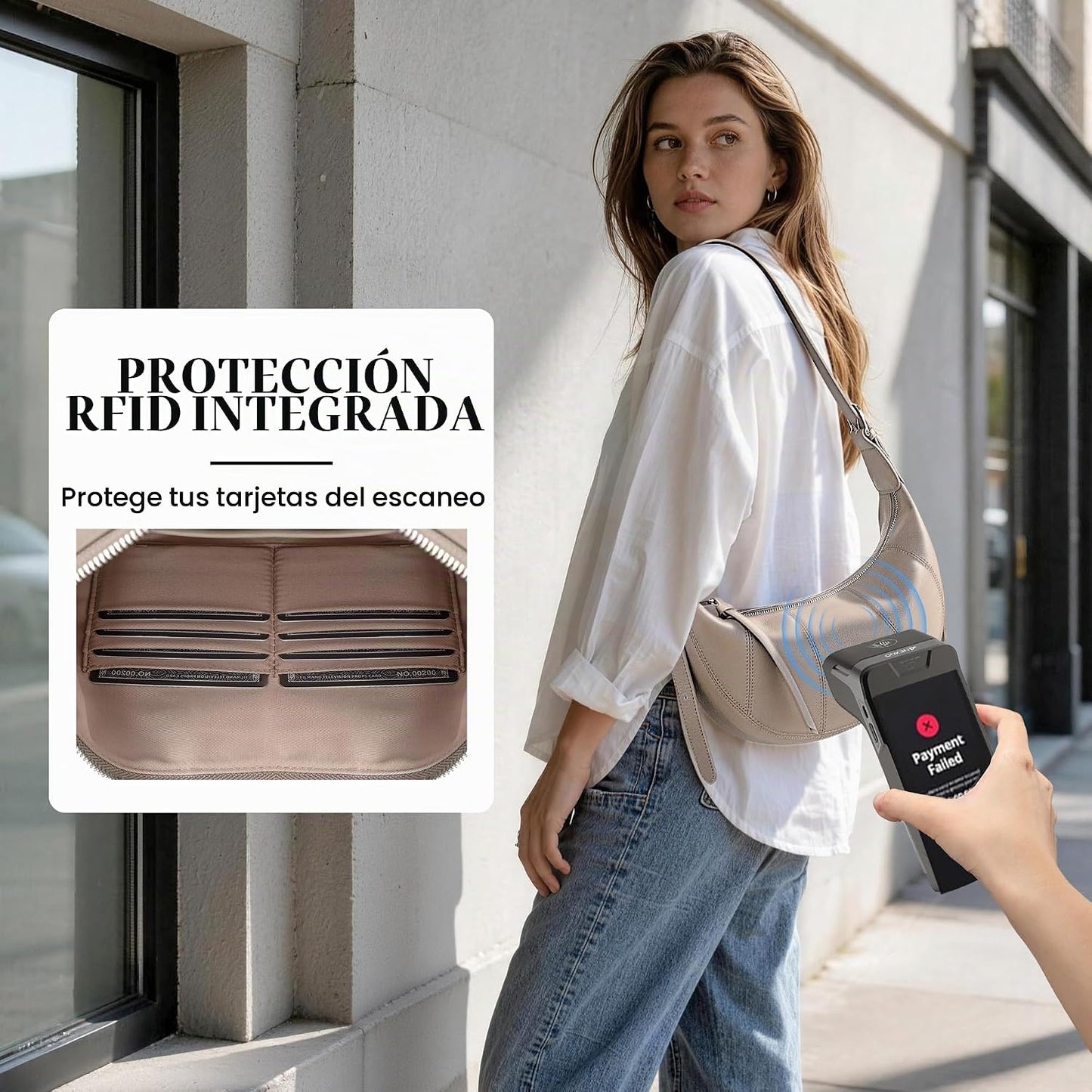 befen Bolsos cruzados de cuero genuino para mujer con bloqueo Rfid,...