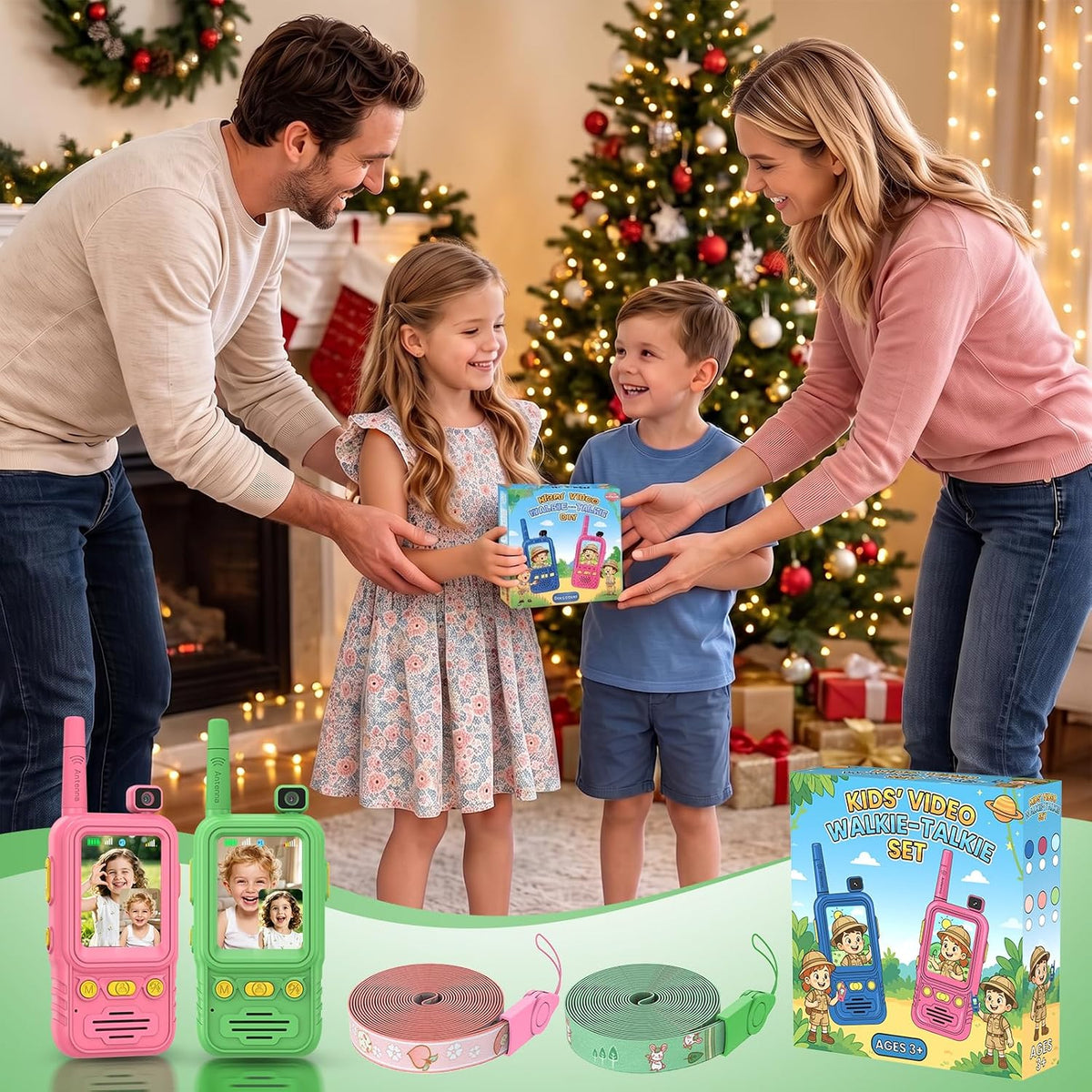 Walkie Talkies de video para niños, paquete de 2: recargable con cá...