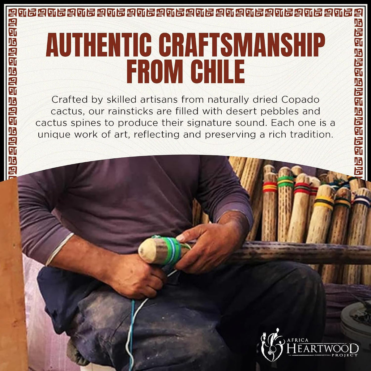Africa Heartwood Project - Palo de lluvia de cactus de 20 pulgadas...