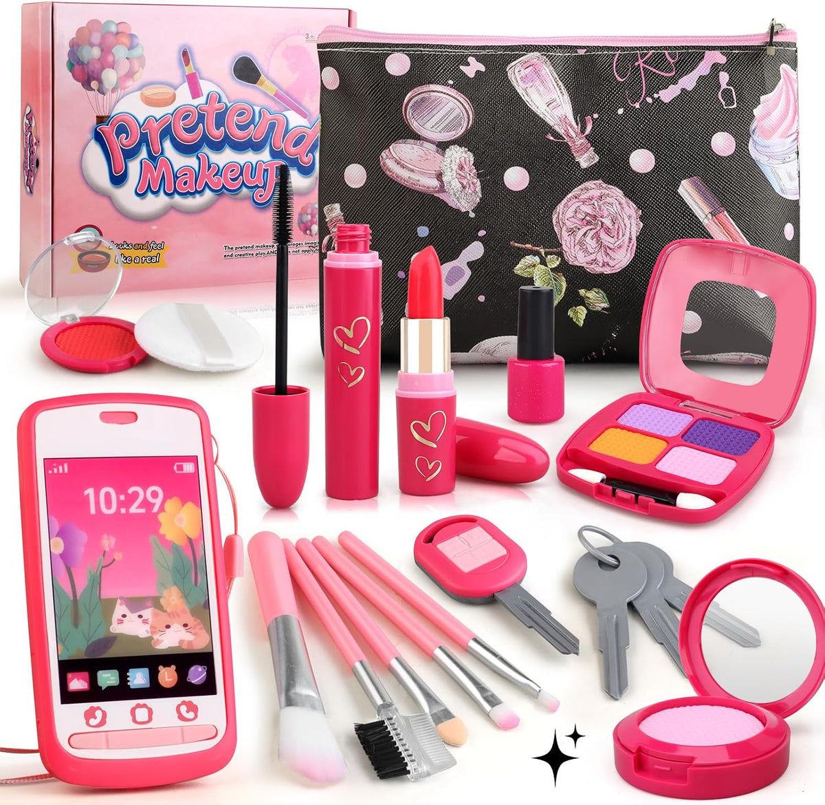 Woumserta Regalos para niñas, maquillaje básico de simulación para...