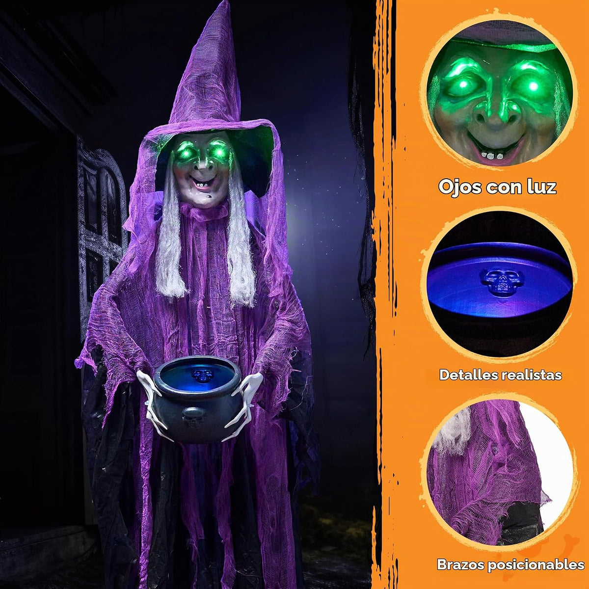 JOYIN Decoraciones de Halloween de 72 pulgadas con caldero, decorac...