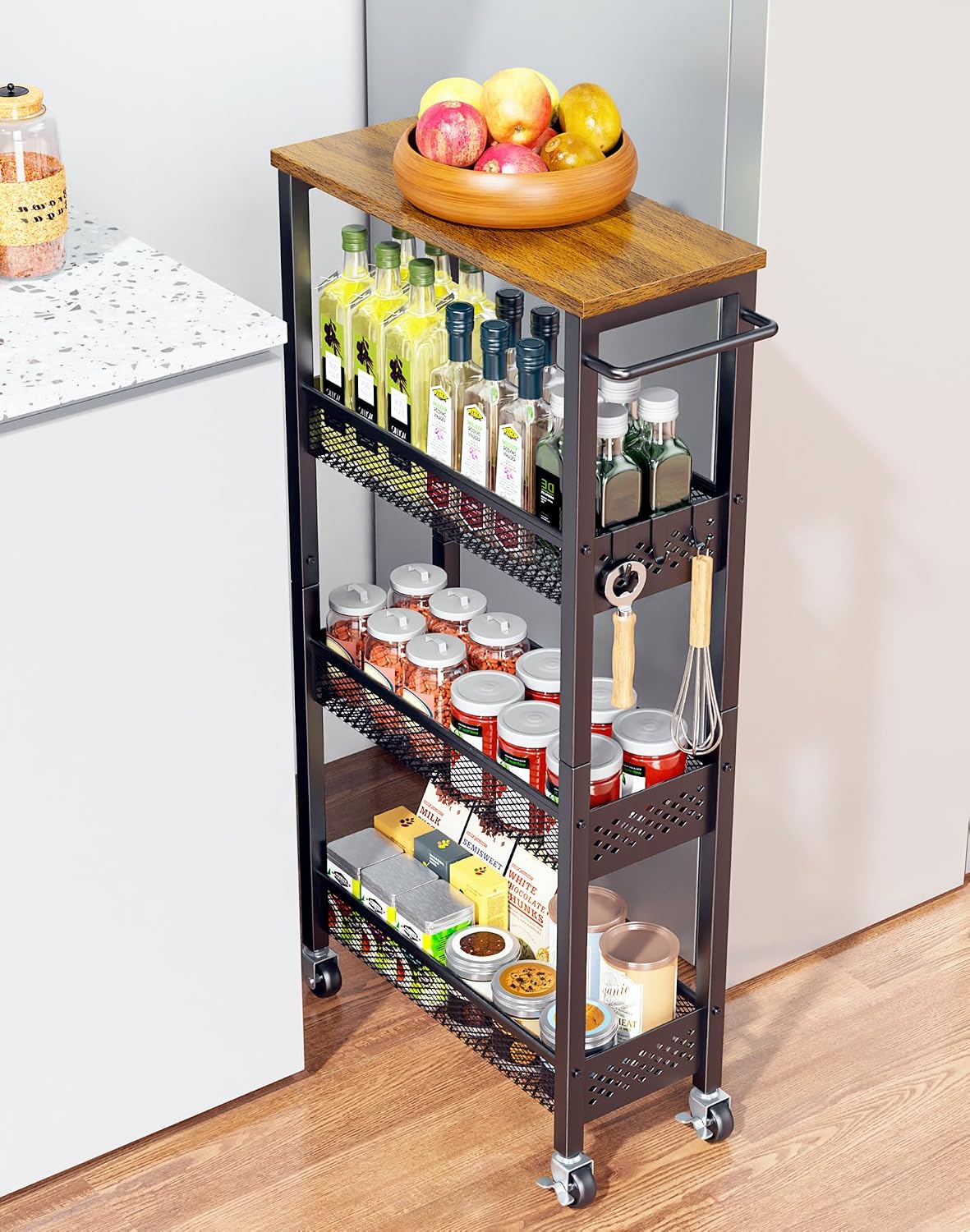 OKZEST Carrito de almacenamiento delgado de 4 niveles para cocina |...