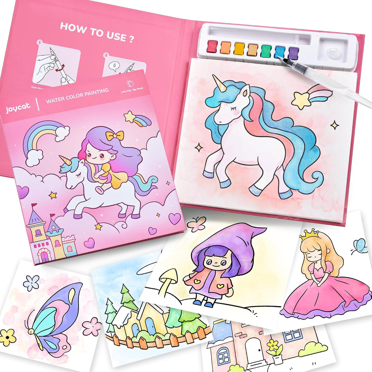 JoyCat Libros para colorear con agua para niños pequeños (poni mági...