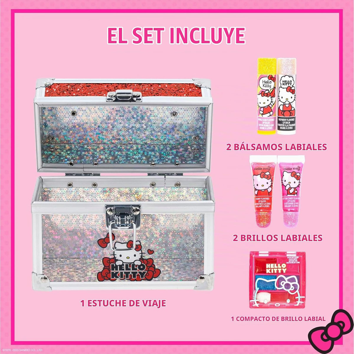 Hello Kitty Mini Train Case Beauty Set con maquillaje lavable, a pa...