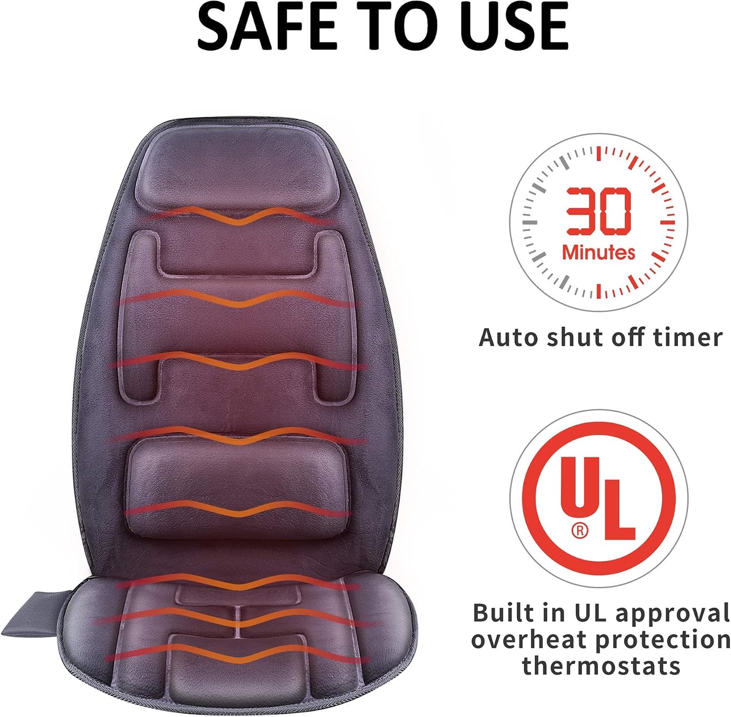 Snailax Cojín de Masaje para Asiento con Calor - Almohadilla de Sop...