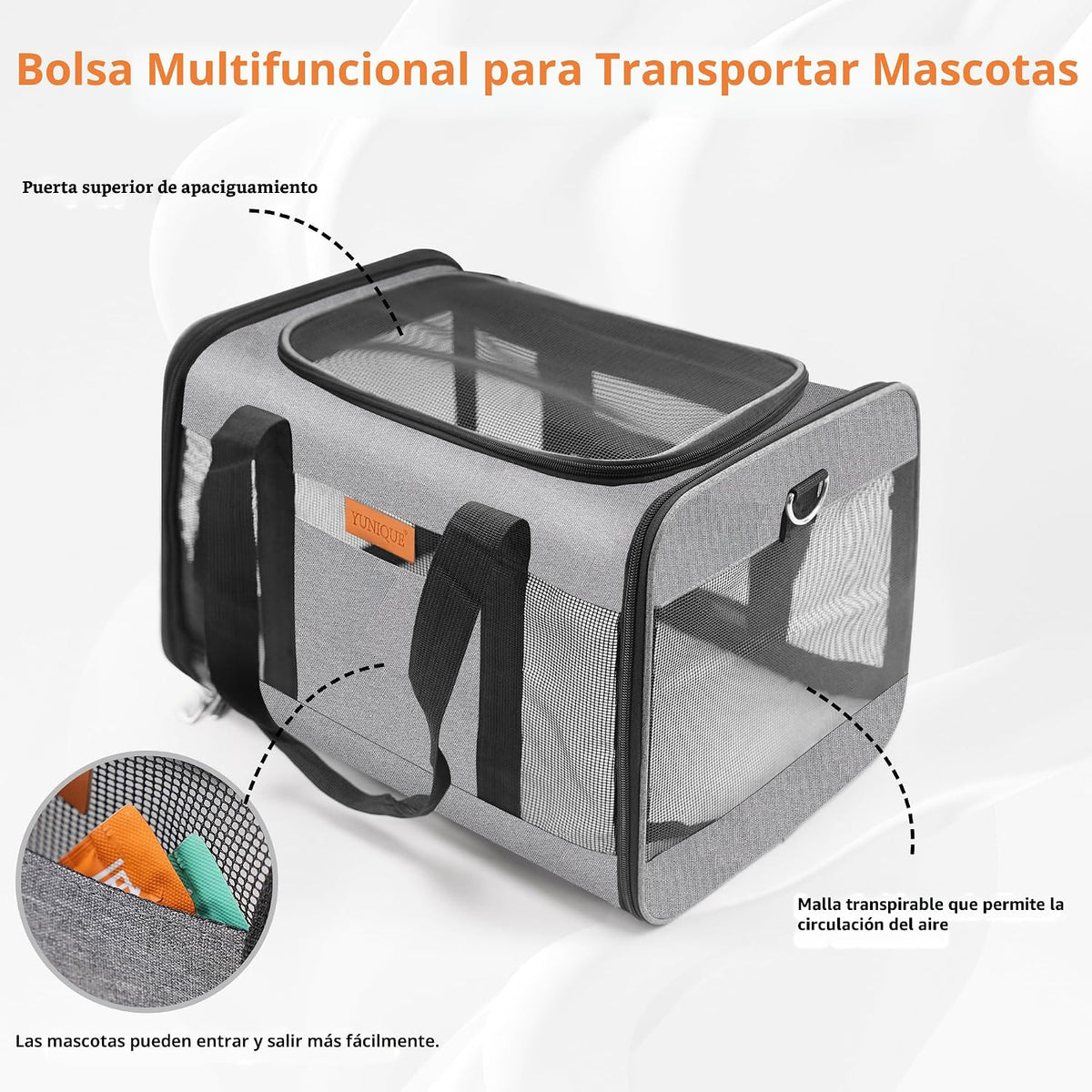 YUNIQUE Transportador de gatos y perros de lados suaves para mascot...