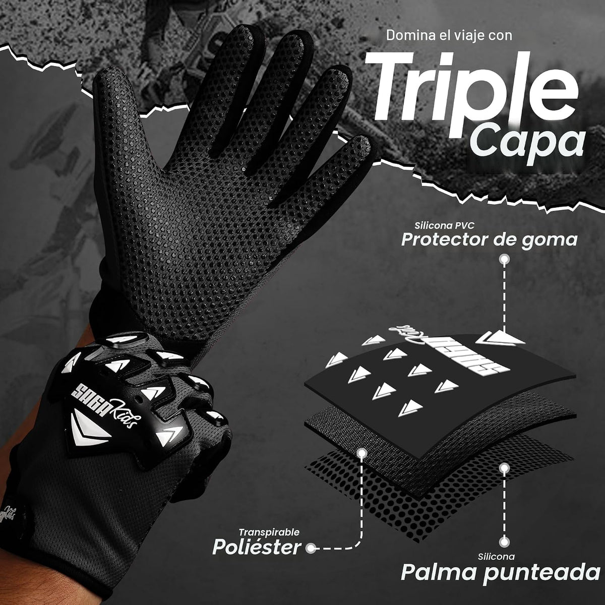 SAGA SPORTS Guantes de Motocross para Jóvenes \u2013 Protección de...