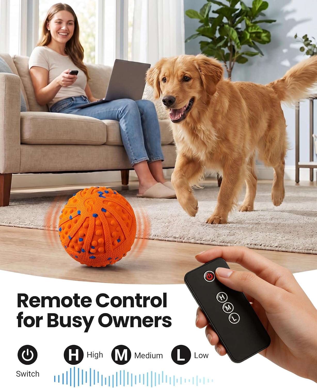 Juguetes interactivos para perros, juguete automático de bola rodan...
