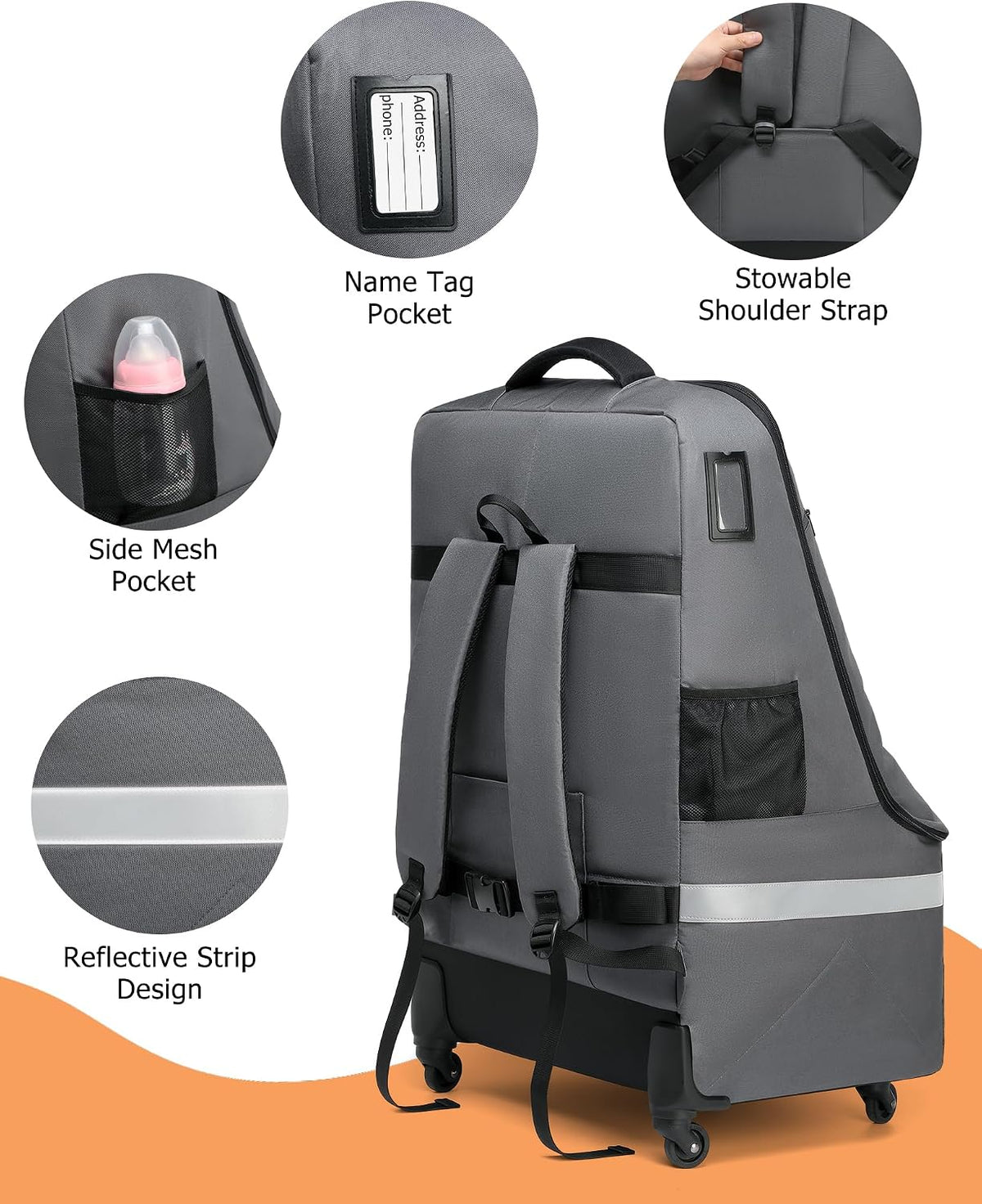 MCBD Bolsa de viaje para asiento de automóvil para avión, mochila p...