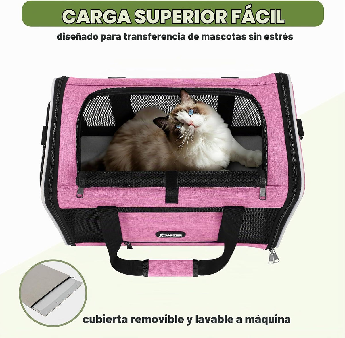 GAPZER - Transportador para gatos de 18 x 11 x 11 pulgadas, aprobad...