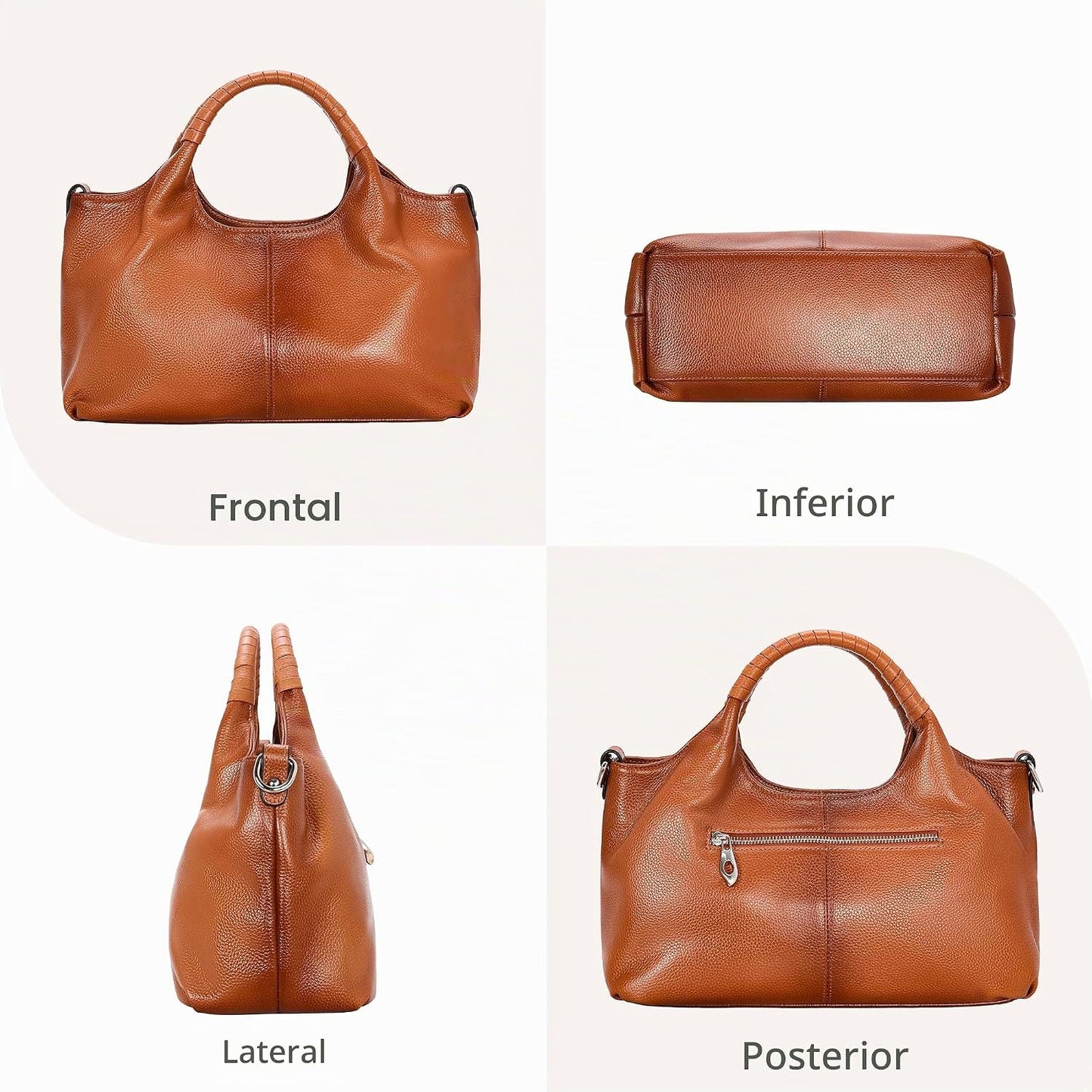 Iswee Bolsos de hombro de cuero genuino, bolsos y bolsos para mujer...