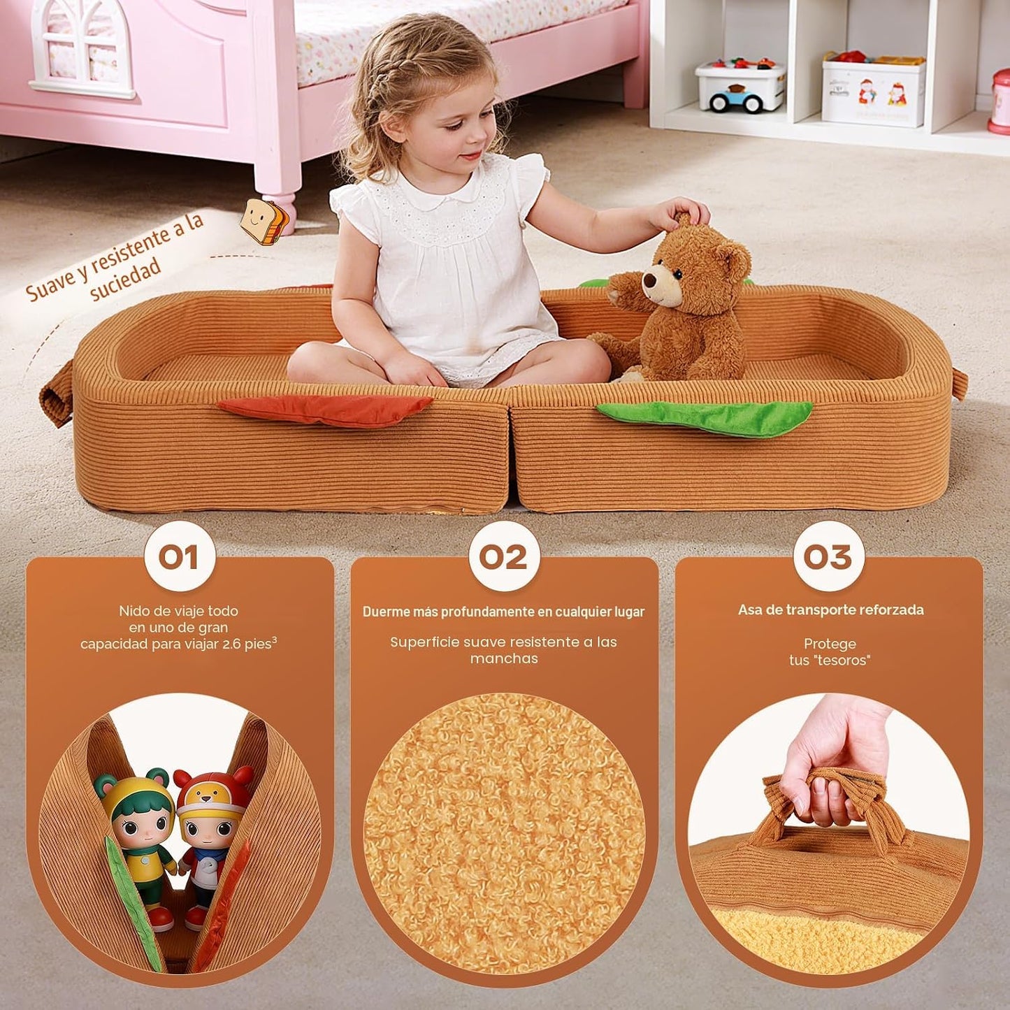 liftoza - Cama de viaje para niños pequeños, estilo sándwich, camas...