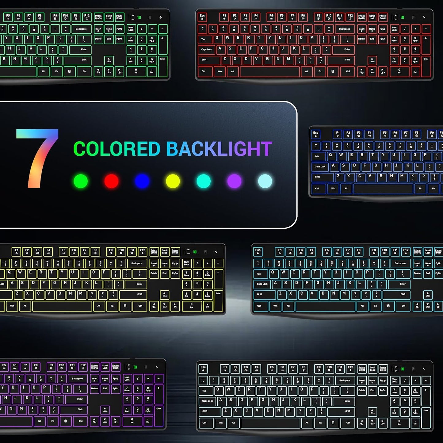 Combo de Teclado y Ratón Inalámbrico, Lovaky Teclado Ratón Ergonómi...
